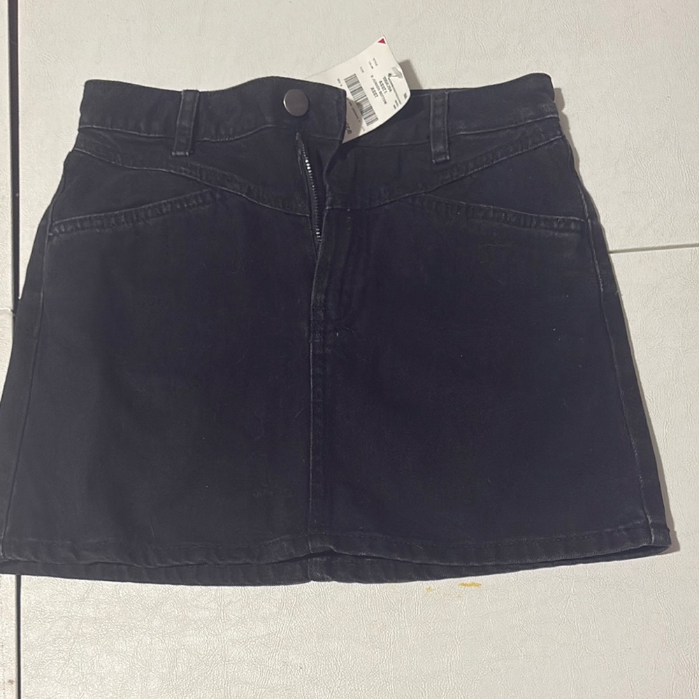 Classic Black Denim Skirt